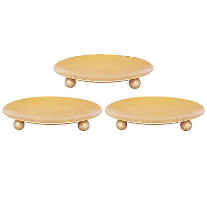 Candle Holder Decorative Iron Plate,Candle Stand for LED & Wax Candles,Spa,Bathroom,Weddings,4.33x0.78inch,Set of 3 (Gold)