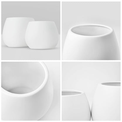 Kate Sleek Matte White Plant Pot Indoor, 5 Inch Pot for Plants, Lightweight, Minimal Style, Tabletop Decorative Garden Pot at Living Room, Work Desk, Ceramic Cachepot for Indoor Plants, Faux Flower