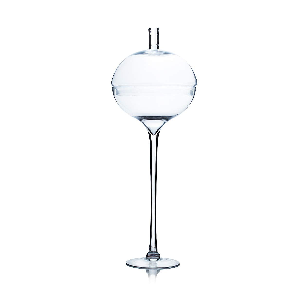 WGV Lollipop Vase, Width 11", Height 31.5", Clear Ball on Stand Glass Planter Terrarium with Stem, Candy Fruit Jar Floral Container for Wedding Party Event Home Office Decor, 1 Piece
