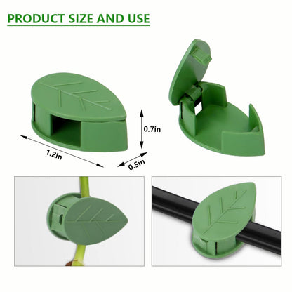 100 PCS Plant Climbing Wall Fixture Clips Self-Adhesive Hook Vines Traction Clips Plant Fixer Invisible Wall Vines Fixing Clips Garden Plants Green Leaf Simulation for Climbing Plants Clips Fixing