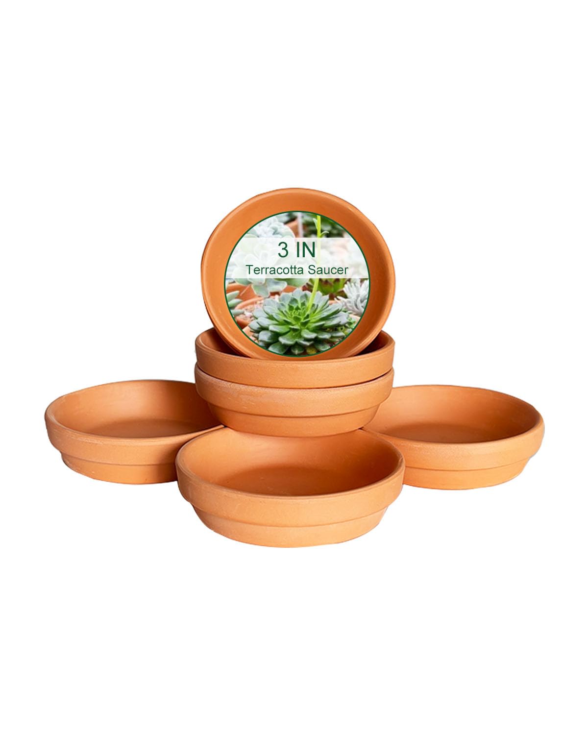 3.5 Inch Terracotta Plant Saucer - 6 Pcs Mini Terra Cotta Saucer for Indoor & Outdoor Plants, Plant Drip Trays Perfect for 2 Inch 2.5 Inch Flower Pots