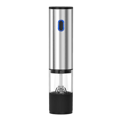 Electric Salt and Pepper Grinder, USB Rechargeable with Ceramic Grinding Mechanism, Adjustable Coarseness, One-Touch Operation, Stainless Steel and Black