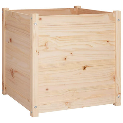 hliofuir Set of 2 Large Garden Planters, 23.6" Square Wood Plant Boxes for Outdoor Patio, Backyard, and Terrace, Rustic Solid Pinewood Planter Container for Flowers, Vegetables, and Herbs