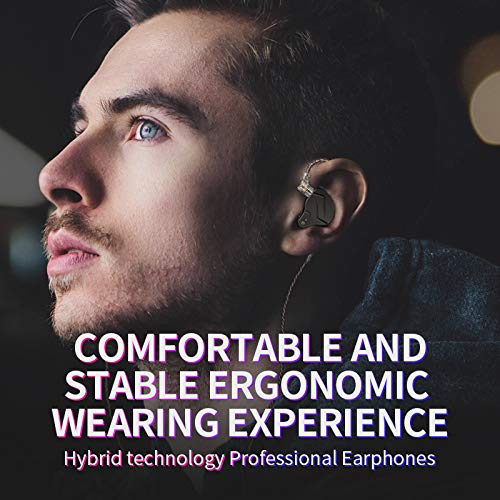 erjigo KZ ZSN Pro Dynamic Hybrid Dual Driver in Ear Earphones Detachable Tangle-Free Cable Musicians in-Ear Earbuds Headphones (Purple Without Mic)