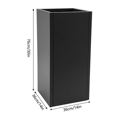 Oiveinya Metal Outdoor Planter Box Rectangular Planter Box Steel Plant Case Metal Plant Holder Large Square Plants Containe (Black/14x14x30in)