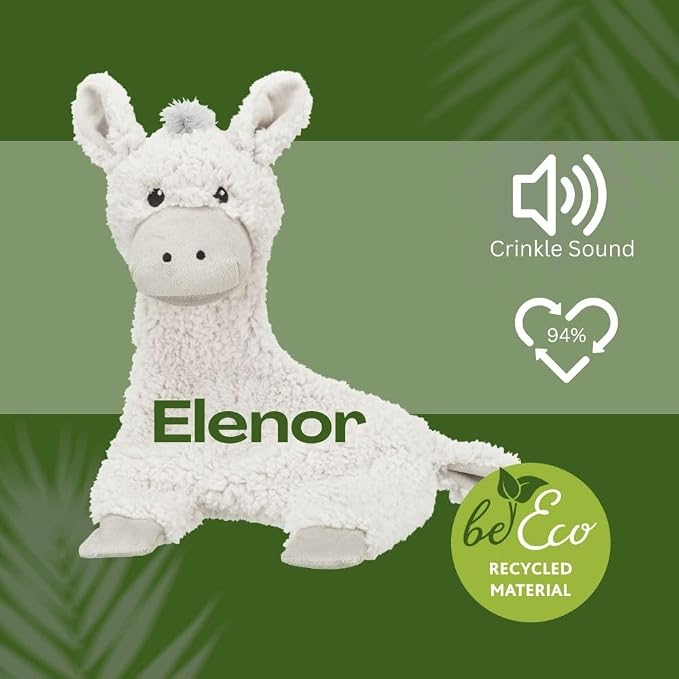 TRIXIE Be Eco Elenor The Donkey Plush and Crinkle Dog Toy for All Dogs, 16" No Stuffing with Squeaker Toy, 94% Recycle Material