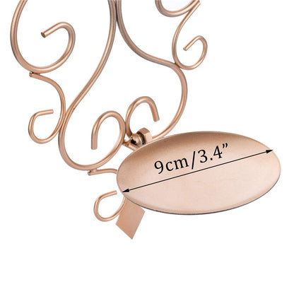 Sziqiqi Iron Wall Candle Sconce Candle Holder Set of 2 Wall Mounted Candle Sconces Holder, for Bedroom Dining Room Decor, Rose Gold