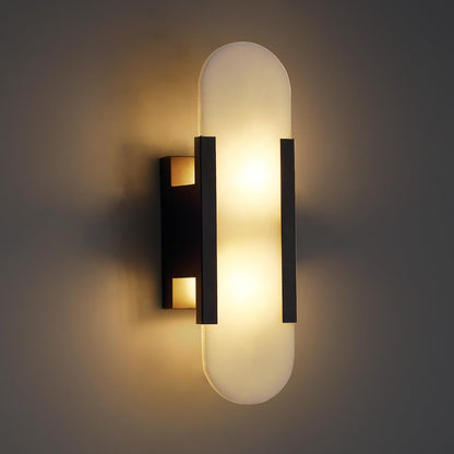 Fanyank 13.8in Alabaster Wall Sconces,Natural Marble Wall Lighting，Alabaster Wall Lamp for Bedroom Stairs, Living Room, Vanity, Hallway Bedside(Bulb Included)