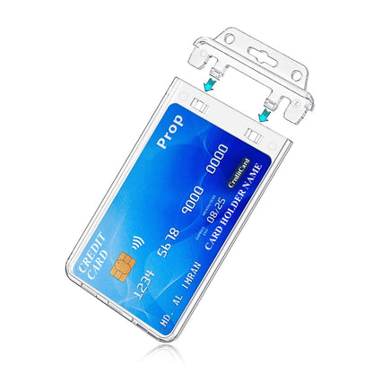 Bulk 50 Pack Permanent Locking Hard Plastic ID Badge Holder-Vertical Clear Heavy Duty Protector Secure Case Holder for Passes Access Office Student IDs Proximity RFID One or Two I'd Cards by BETOOM