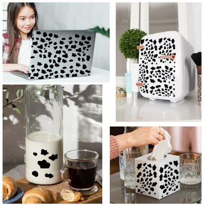 286Pcs Cow Print Stickers, Black Cow Print Decor Decals for Wall Cars Cups, Self-Adhesive Vinyl Peel and Stick Wall Decals for Bedroom Living Room Bathroom Home Wall Decor
