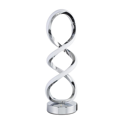 Adebime Modern Spiral RGB Table Lamp, Touch Dimmable Bedside Lamp, 7 Colors 10 Light Modes Spiral Design Table Lamp, Unique Nightstand Lamp for Living Room, Bedroom, Cool Lamps, Silver