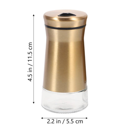 HOLIDYOYO Stainless Steel Seasoning Bottle Set 2Pcs 4.52In Glass Spice Shakers Salt and Pepper Jars for Home Kitchen Table Condiment Holder