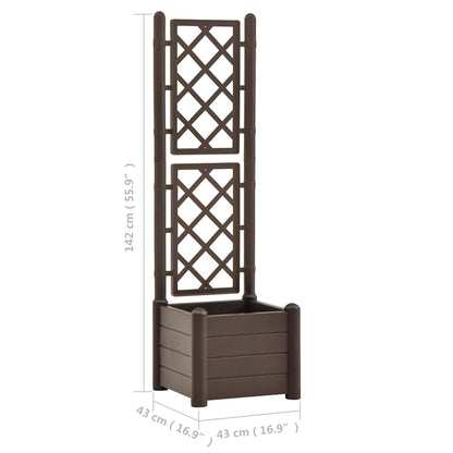 Mocha Garden Planter with Trellis, Large Square Polypropylene Pot for Climbing Plants, Indoor Outdoor Decorative Home Decor