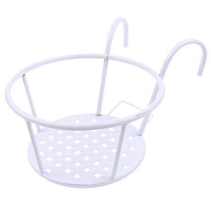Hanging Railing Planters Baskets Art Hanging Flower Stands Balcony Flower Pot Holders Plant Iron Racks Fence Metal Potted Stand Mounted Balcony Round Plant Basket Shelf Container Box,Garden Steel Pots