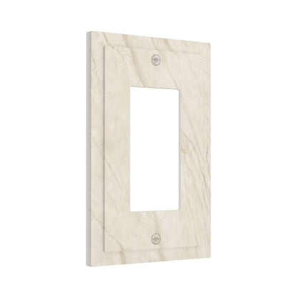 White Taupe Marble Abstract Luxury Decorative Outlet Covers 1 Gang Single Rocker Light Switch Cover Plate Wall Plates GFCI Faceplate for Bathroom Kitchen Home Decor