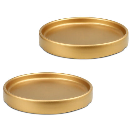 LCJAOF 2PCS Round Ceramic Plant Saucer-7 Inch Flower Pot Drip Tray, Perfect for Various Flowers, Enhancing Home Aesthetics（Gold）