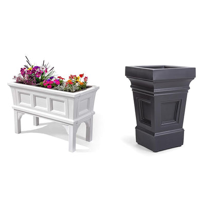 Step2 Atherton Planter Boxes, Large White Single & Black 2-Pack Square Self-Watering All-Season Outdoor/Indoor Garden Pots