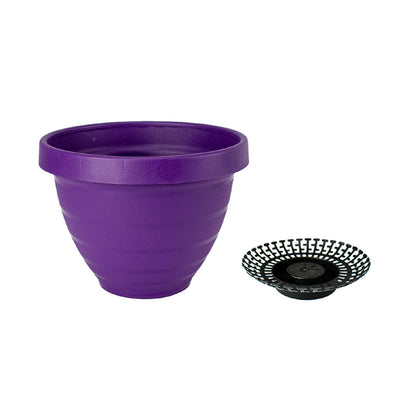 The HC Companies Rings Flower Planter - Self Watering Plant Pots for Herbs & More - Round Lightweight Outdoor & Indoor Planter (8" Purple, Pack of 2)