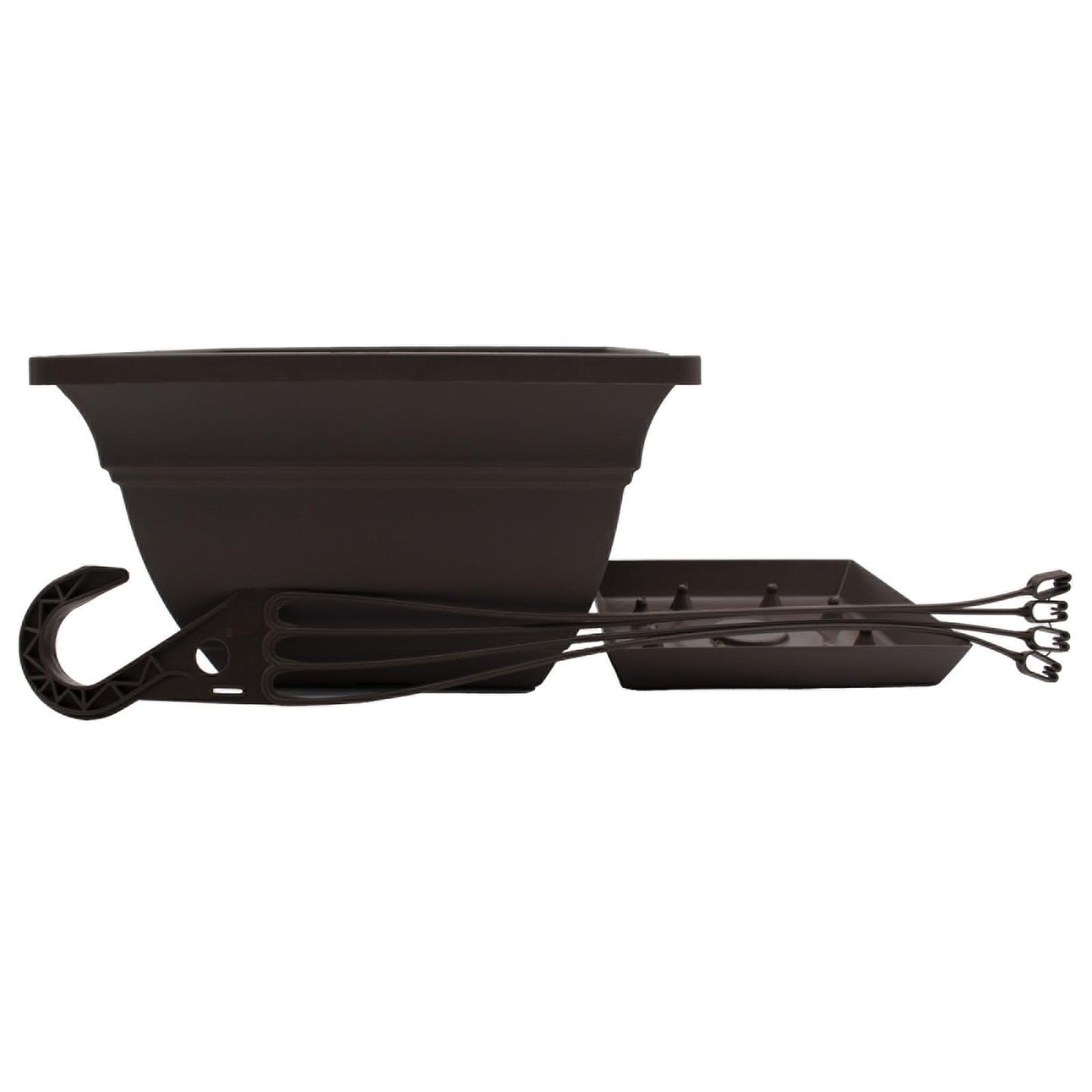 The HC Companies Eclipse Square Hanging Planter for Indoor Plants - Contemporary Hanging Plant Pot w/Attached Saucer - Lightweight & UV-Resistant Hanging Plant Holder (12" Chocolate, Pack of 2)