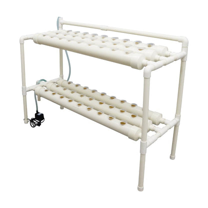 EQCOTWEA Wall-Mounted Hydroponic Grow Kit 54 Plant Sites Hydroponics Planting System 6 PVC Pipes Hydroponic Gardening Indoor System with 110V Water Pump,Planting Sponge,Hose