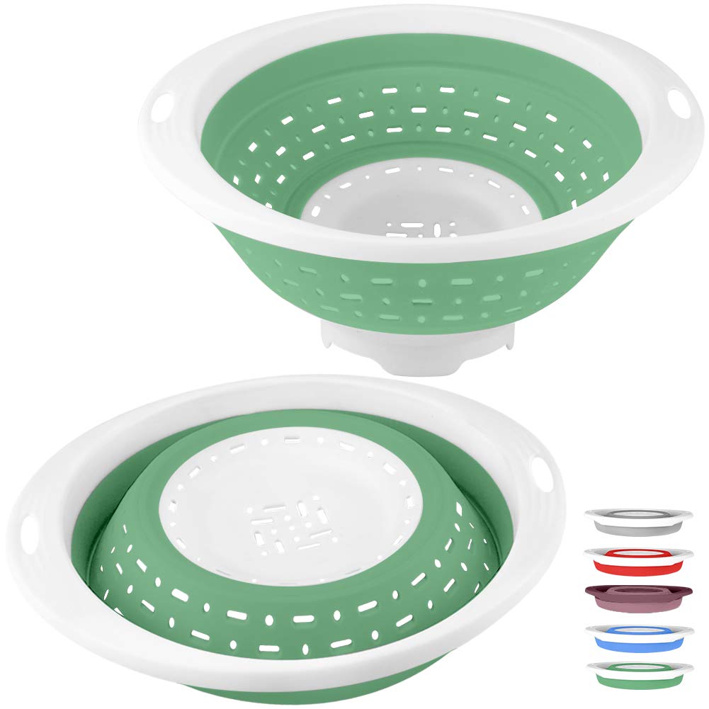 QiMH Collapsible Colander and Strainer, 5 Quart(1.25 gal), Heavey Duty Kitchen Drainer Basket for Pasta, Veggies and Fruits, New Home Apartment Essentials