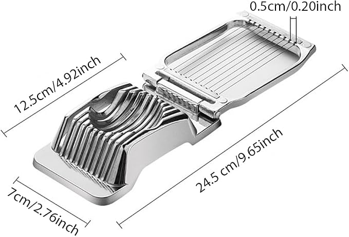 Egg Slicer for Hard Boiled Eggs, Aluminum Alloy Cutter with Cleaning Brush, 9.65 x 2.76 x 4.92 in, for Eggs, Strawberries, Mushrooms and Soft Foods, Silver