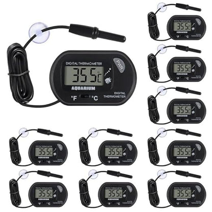 10 Pack Aquarium Thermometer with Large LCD Display - Fish & Reptile Tank Temperature Test