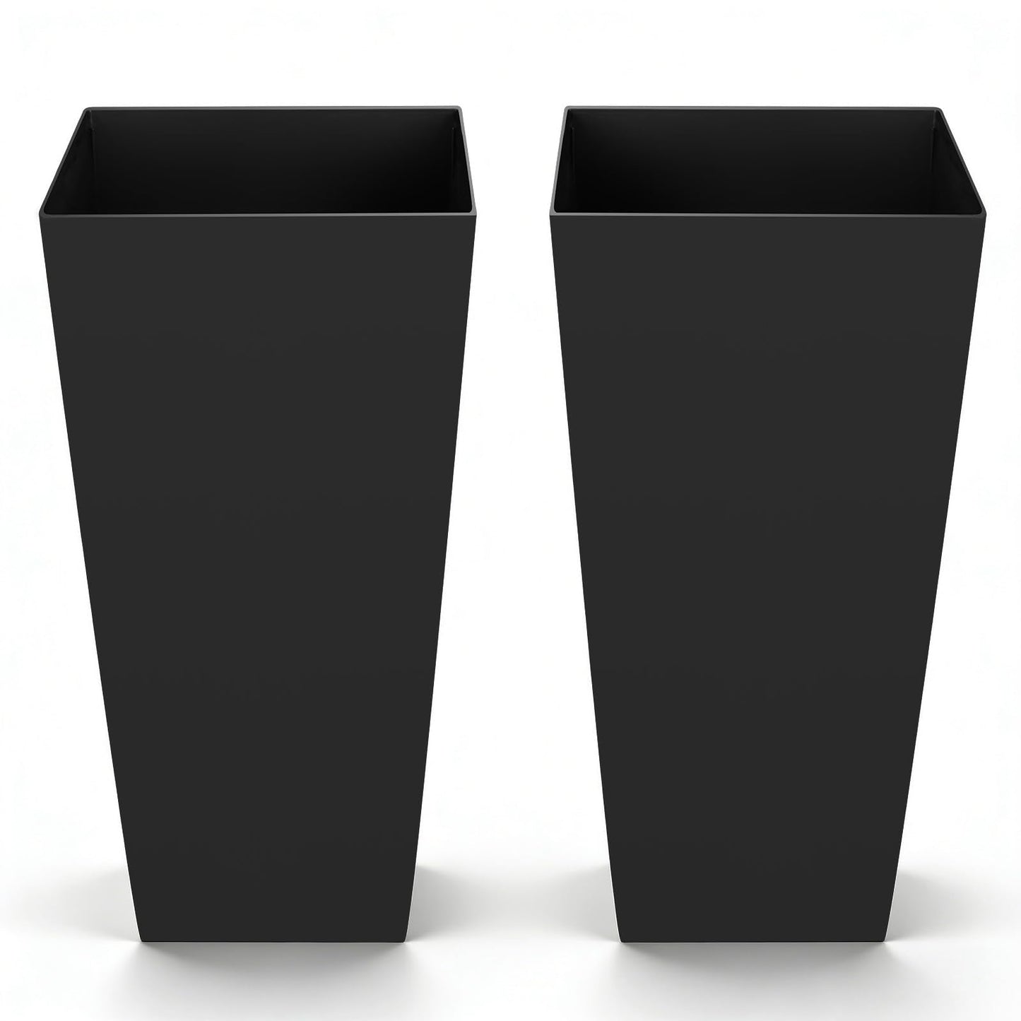 VEVOR 26 Inch Tall Planter Set of 2, Outdoor Large Tall Planters for Outdoor Indoor Plants, Tapered Black Planter for Front Porch, Patio, Garden, Plant Container Flower Pots with Built-in Drainage