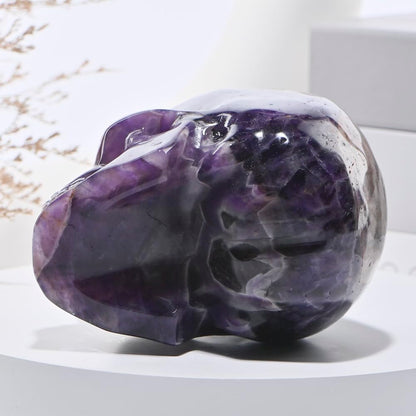Bmuafry 2''Natural Dreamy Amethyst Crystal Skull Head Hand Carved Reiki Healing Stone Statue Healing Home Office Art Room Decoration