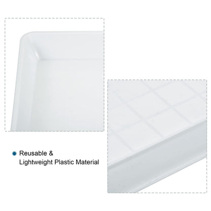 MECCANIXITY Plant Pot Saucer 6 Inch Plastic Square Flower Drip Tray for Indoor Outdoor, White Pack of 4