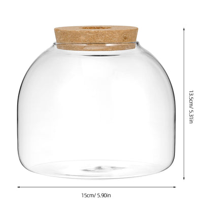 Happyyami Glass Terrarium Jar with Wood Cork Stopper Hydroponic Plants Container Small Fish Tank Micro Landscape Decorative Bottle for Home Office