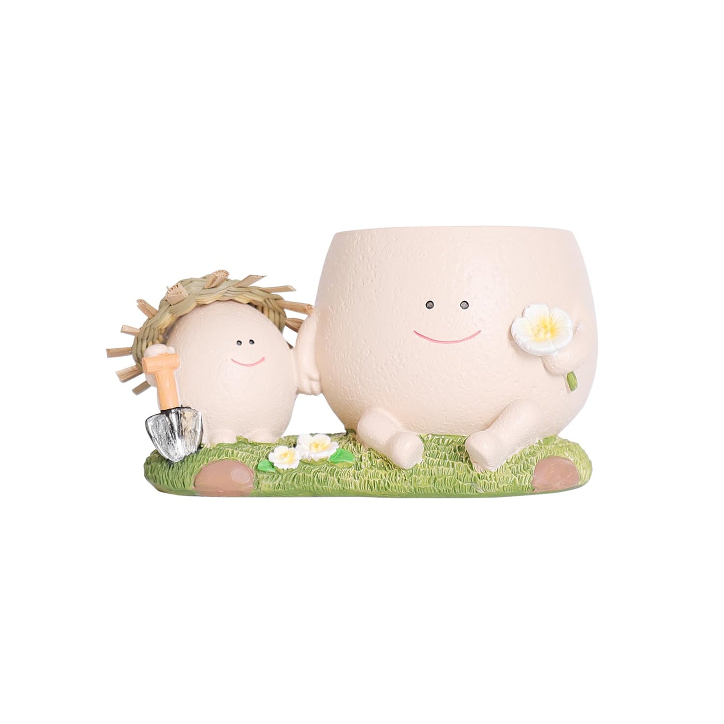 QIAOLY Cute Swing Resin Planter Pot with Drainage Cute Flower Pots for Succulents Plants Live Indoor Outdoor Planters for Houseplants Gift Large