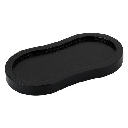 BINHAI Black Wooden Pepper Grinder Tray – Stylish Holder for Salt and Pepper Shakers – Countertop & Tabletop Protector for Kitchen & Dining (Mill Not Included)