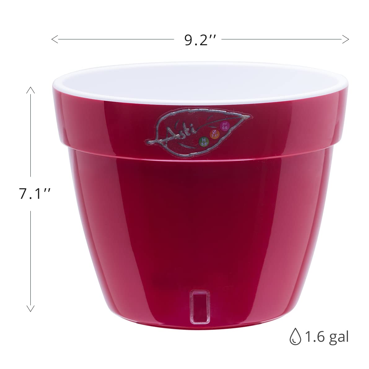 DECOPOTS - 3 Pack - Self Watering Planter - Modern Flower Pot with Water Level Indicator - 7.1" Tall - for All House Plants, Flowers, Herbs (Diameter 9.2", Red - Pearl/White)