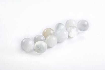 JIC Gem 4cm Selenite Sphere Ball Healing Crystal Energy Home Decor Set of 10 Art Decoration and Metaphysical Healing Mineral Balanc