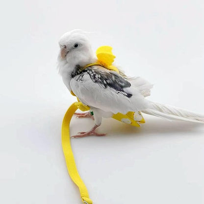 Adjustable Bird Diaper Harness Flight Suit Clothes with 80 Inch Flying Leash Rope for Parrots Conure Cockatiel (Blue,M)