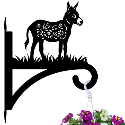 peacoblue Iron Plant Hangers Hooks for Outdoor Indoor Hanging Plants Flower Fern Pots Lantern Bird Feeder Wind Chime,12"x15.7" Weather Resistant Metal Wall Holder for Porch Garden Farmhouse(Donkey)