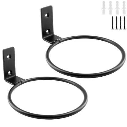 Jiozermi 2 Pack 5 inch Flower Pot Holder Ring, Flower Pot Holder Ring Wall Mounted Set Wall Mounted Metal Planter Hanger Matte Black Hanging Plant Holder