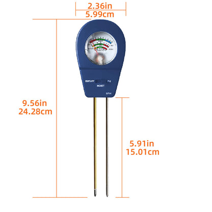 3-in-1 Soil Moisture Meter pH & Fertility Tester, No Battery Needed Plant Soil Test Kit for Houseplants, Garden, Lawn & Farm, Plug-and-Read Soil Acidity Meter for Indoor Outdoor Potted Plants (Blue)