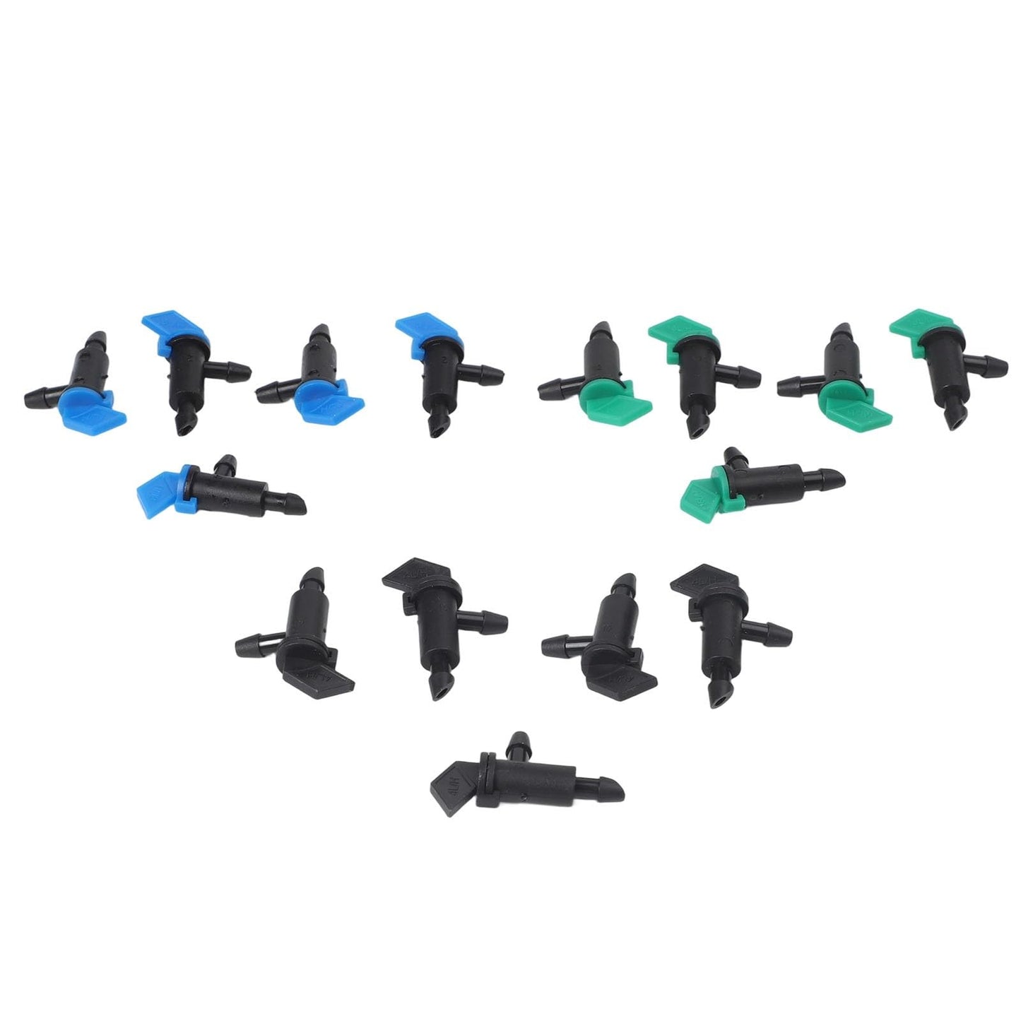 SundiooK Adjustable Flow Garden Drip Emitters, PE Plastic Irrigation Drippers with Shut-Off Valve, Fits 4/7mm Tubing for Plant Watering, 60 or 300 Packs