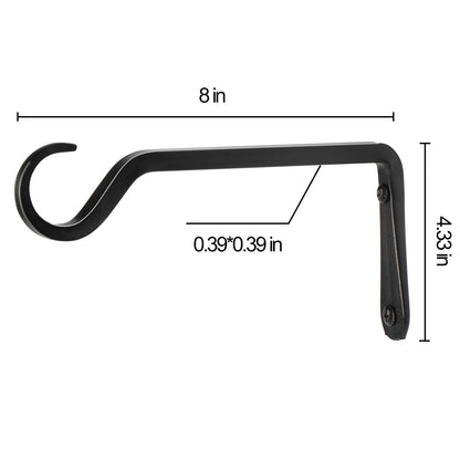 8 inch Plant Hanger, Sturdy Hanging Plant Bracket Outdoor, Hanging Plant Wall Hook Heavy Duty, for Hanging Bird Feeders, Planters, Lanterns, Wind Chimes, Indoor/Outdoor Use, Black, Set of 2