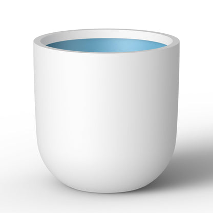 Kante 11.0" Round Concrete Planter, Large Cylinder Plant Pot with Curved Bottom and Drainage Hole, for Indoor and Outdoor Use – Garden or Patio, White Finish with Painted Interior