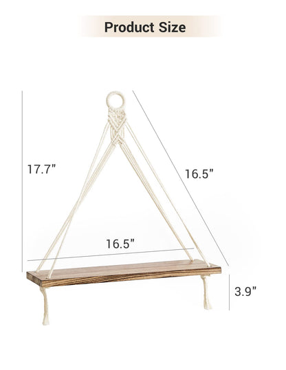 Mkono Macrame Hanging Shelves Key Holder Boho Wall Decor