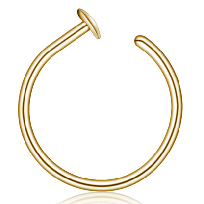 LUCKYJEWUS 14k Gold Filled 20G Small Thin Nose Ring Hoop for Women, 6mm - 7mm Adjustable Nostril Piercing Jewelry