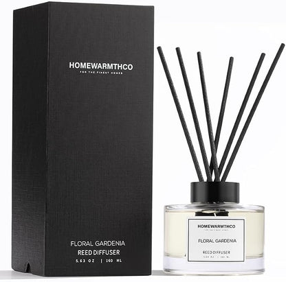 Gardenia Reed Diffuser Set – Premium Natural Fragrance Reed Diffusers for Home, Office, Bathroom, Kitchen, Shelf Décor Long-Lasting Scent with Non-Toxic Essential Oils Diffuser 5.63 oz, 160ml
