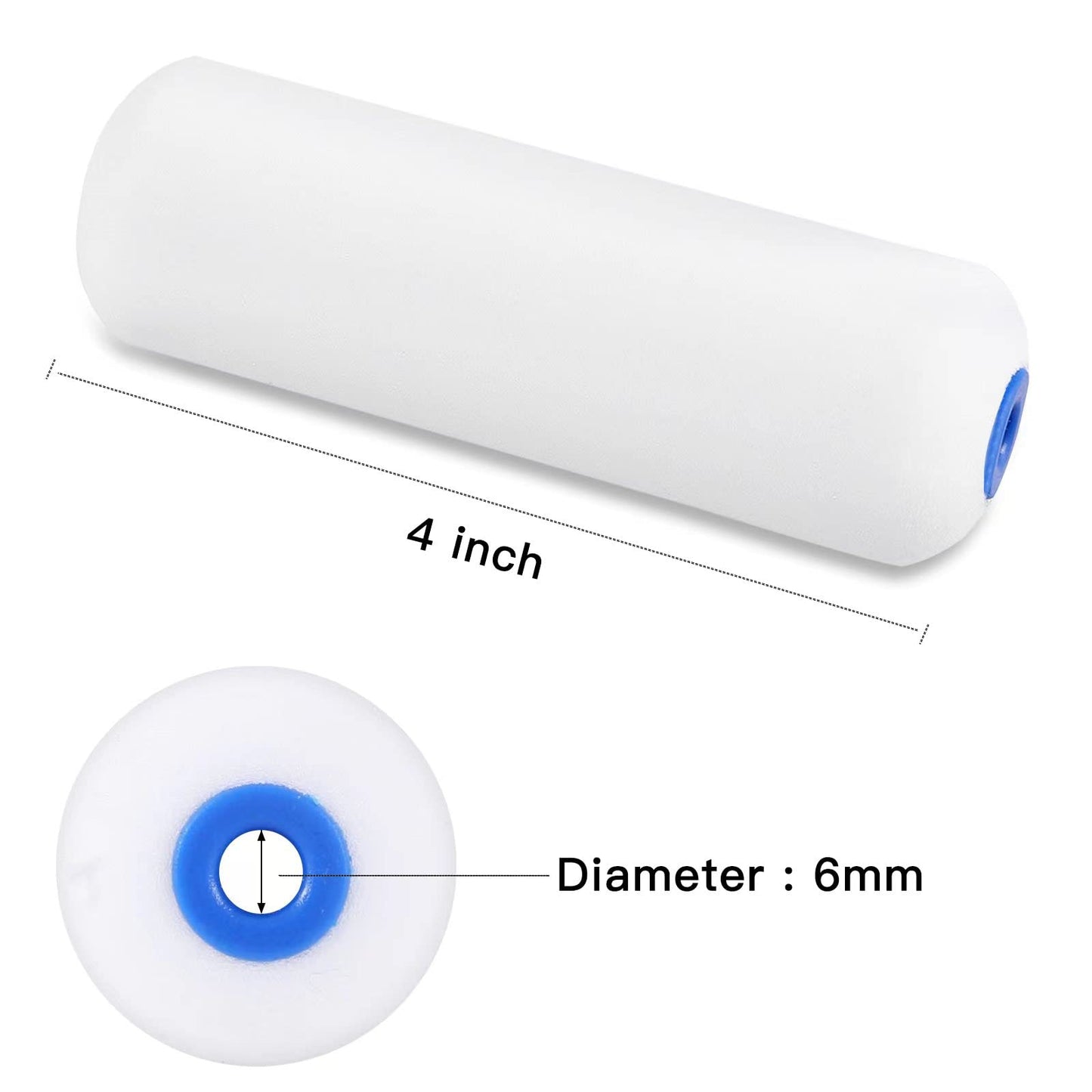 Mister Rui 10 Pack 4 Inch High Density Foam Paint Roller Covers - Small Mini Rollers for Painting Walls, Cabinets, Cupboards, Doors