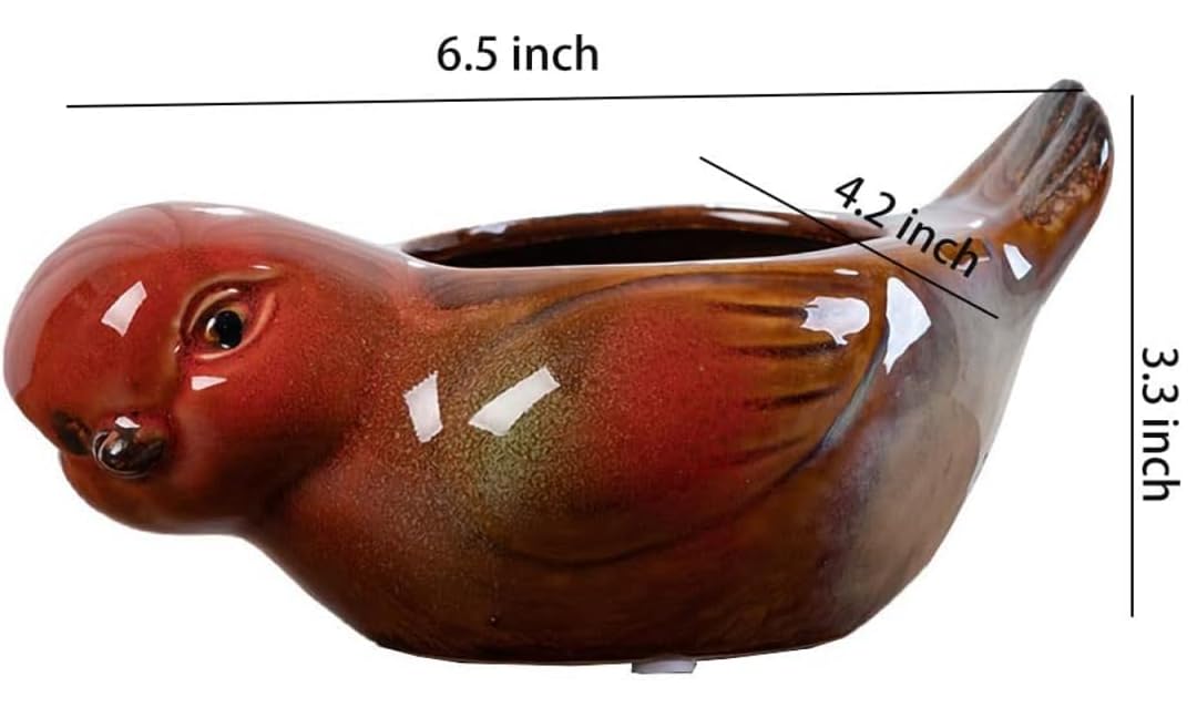 zmgmsmh Animal Shaped Planter Flower Pot Bird Shape Small Succulent pots with Drainage Ceramic Animal Planter, Indoor Plant Container Planter with Drainage Hole Home Office Desk Garden (Bird)