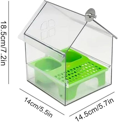 Pull-Out External Parrot Feeder, Parrot Feeder, Hanging Wild Bird Seed with Squirrel Proof Tray, Bird House, Decorative Clear Bird Bath Tub Easy to Fill, Clean for Finch and Hummingbird