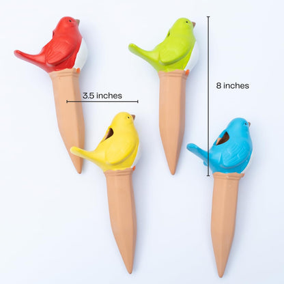 Cotswold Homeware Co 4 Terracotta Bird Plant Watering Devices Plant Waterer Self Watering Terracotta Bird Spikes Self Watering Planter Insert Free Moisture Meter