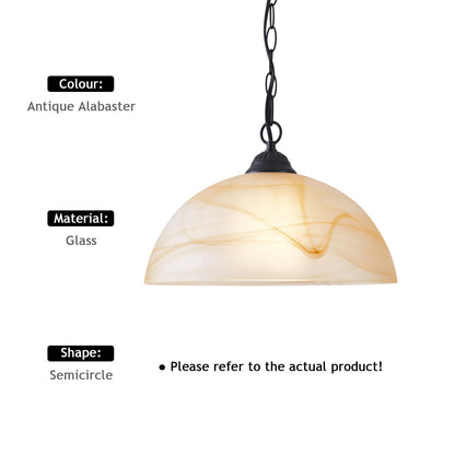 WEIYOUDJ Plug in Pendant Light Antique Alabaster Glass Shade Hanging Lamp with On/Off Switch,16.4Ft Cord & 14.7Ft Chain Dimmable Swag Light Fixture for Kitchen Sink Bar Nook